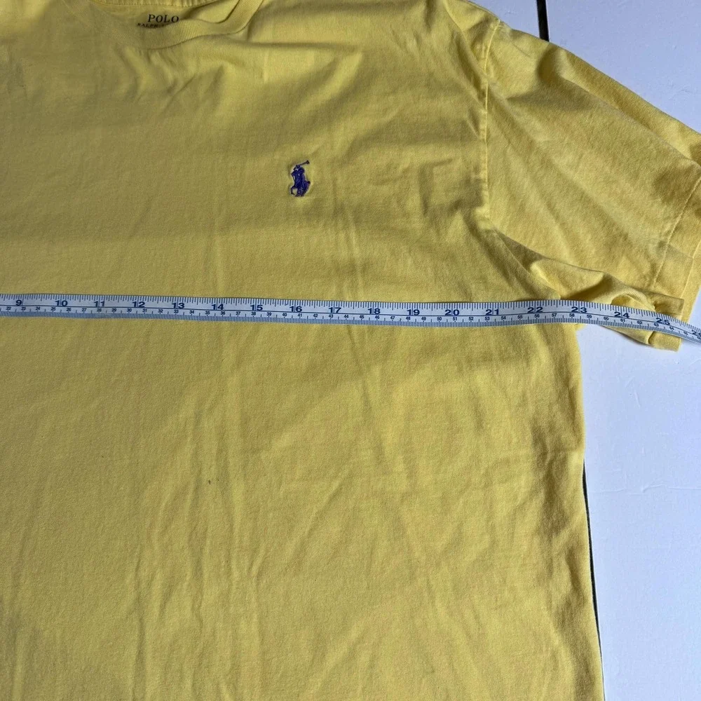 POLO Ralph Lauren Bright Yellow Men's Cotton Large Short Sleeve Tee. Purple Logo